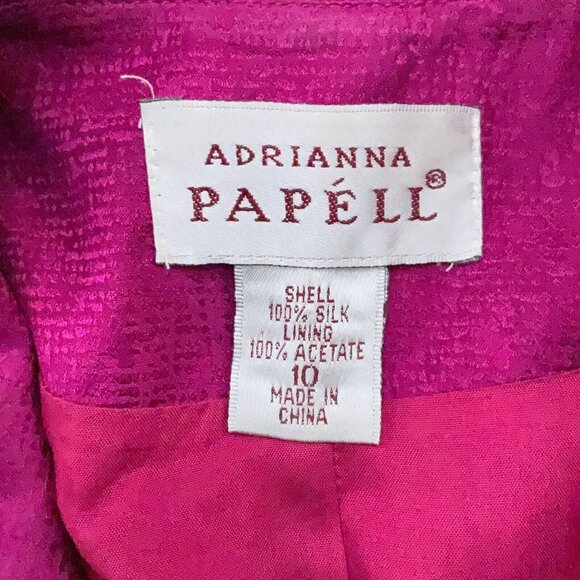 Adrianna Papell Jacket Women 10 Pink Silk Embroidery Floral Shimmer Party - Picture 4 of 10